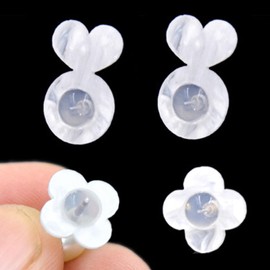 Earring Lifter Backs,Replacements Rubber Earring Backs for Droopy Ears 4PCS Plastic Flower&Heart Locking Earring Support Backings for Heavy Earrings Comfortable Earring Backers for Studs (White H&F)