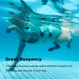 Petglad Dog Life Jacket, Reflective Dog Harness Life Vest with Rescue Handle for Swimming Boating, Adjustable High Buoyancy Flotation Swim Vest for Small Meium Large Dogs - Pine Green, L