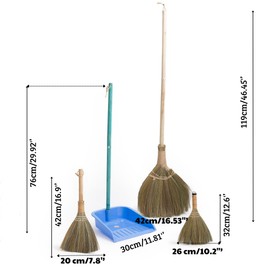 TTS For Home - Broom and Dustpan Set for Home, Set of 3 Brooms - Broomstick for House, Garage, Office, Lobby Room, Kitchen