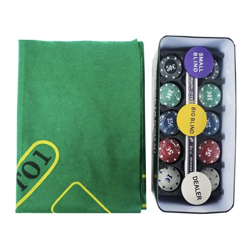 Poker Game Set with Metal Box Complete Fiches + Cards