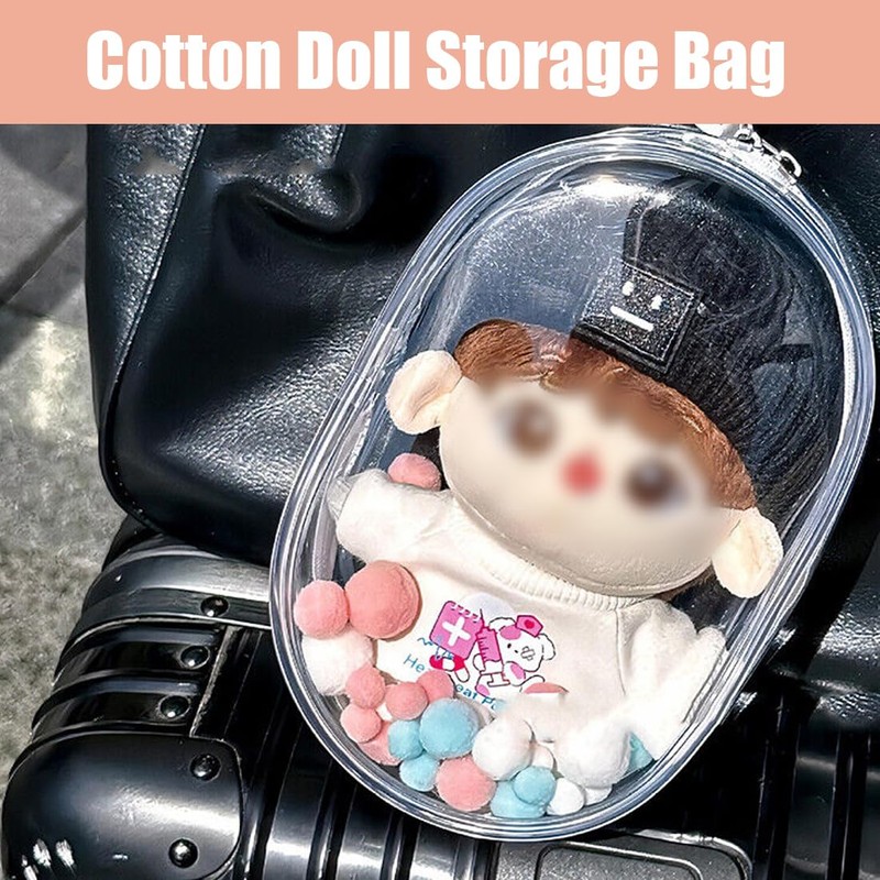 Transparent Doll Bag Protective Case with Small Soft Ball, 17
