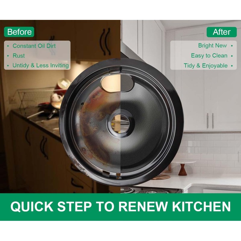 Purelux Electric Stove Drip Pans Replacement for Whirlpool and Kenmore