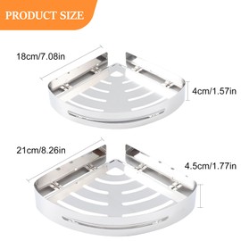 WingChoicE Corner Shower Caddy (2 Pack), Wall Mounted Bathroom Shelf with Adhesive, Drill Free,Storage Organizer for Bathroom, Kitchen and Dorm, SUS304 Stainless Steel