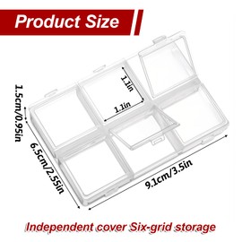 Yuomeaz Guitar Pick Holder, Guitar Pick Case, 6-Grid Storage Organizer, Storage Box, 60 Capacity, Box Only