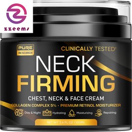 PURE RESEARCH Firming Wrinkle Neck Tightener Double Chin Reducer Cream Collagen Retinol3.4Oz