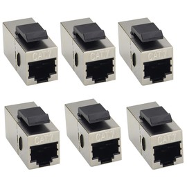 AAOTOKK Cat7 Keystone Wall Plate Coupler RJ45 Keystone Jack Inline Coupler 10Gbps Cat7 Female to Female Keystone Jack Shielded Rj45 Jack for Cat7, Cat6, Cat6A, Cat5e, Cat5 Cabling(6Pack/CAT7)