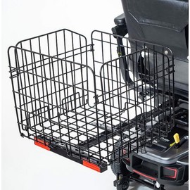Foldable Folding Scooter Rear Basket for Golden & Pride Mobility Scooters & Powerchairs (Only Works with Scooters & Power Chairs Equipped with 1" x 1" Hitch Receiver) (Black)