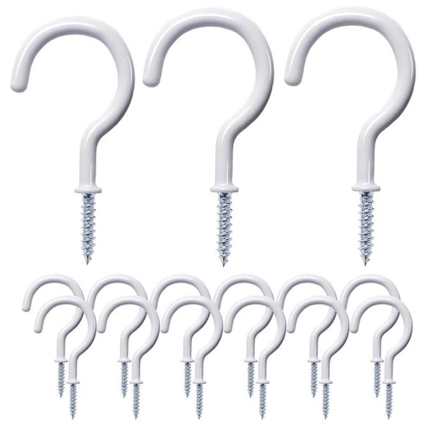 Lyxtiorn Pack of 30 1" White Screw Hooks for Hanging