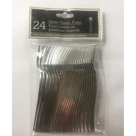Silver Plastic Mini Fork- 24 count