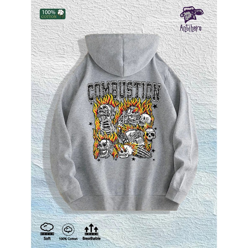 Antihero Combustion Graphic Hoodie 100% Cotton US Warehouse 7 ColorsColor:
