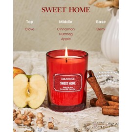 M&SENSE Candles, Sweet Home Scented Candles, Shiny Christmas Red Candles Gifts for Women, Strong Scented Natural Soy Candle for Winter Home Decor, 8.8 oz 50 Hours Burn, Holiday Candles