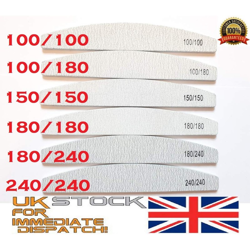 8X Nail Files Zebra Shape Half Moon Chose GRIT Double