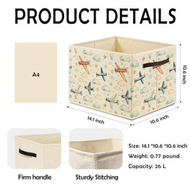 OTOUO Airplane Storage Bin, Toy Book Clothes Organizer, Cartoon Nursery Laundry Basket for Baby Boys Girls Room Decor