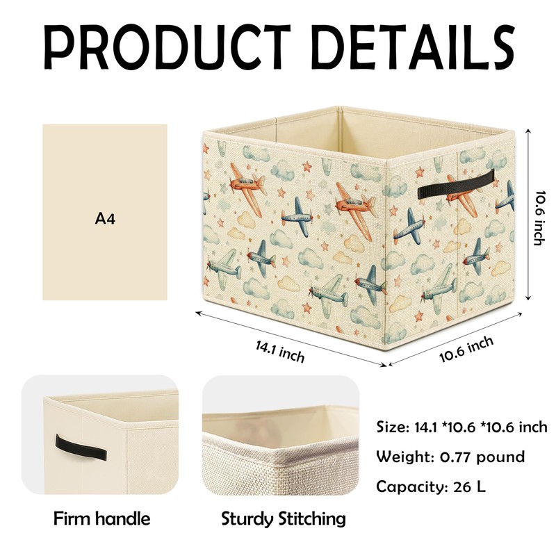 OTOUO Airplane Storage Bin, Toy Book Clothes Organizer, Cartoon Nursery