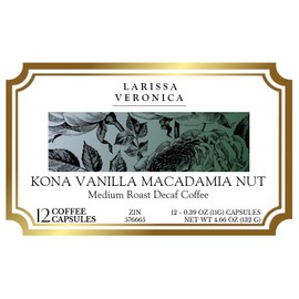 Kona Vanilla Macadamia Nut Medium Roast Decaf Coffee (Single Serve K-Cup Pods) (Gourmet, Naturally Flavored, Whole Coffee Beans) (12 pods, ZIN: 576665)