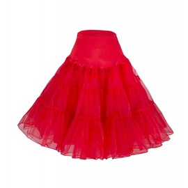 shoperama 50s Petticoat Black Red White Underskirt Rockabilly Fifties 50 Inches Tutu, Colour/Size: Red - 6XL, red
