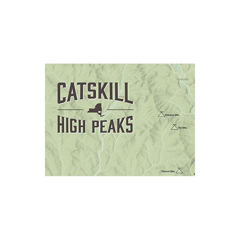 Catskill High Peaks Checklist 18x24 Poster (Sage)