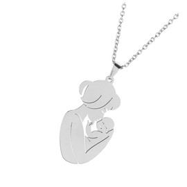 OATIPHO Charm Necklace Sterling Silver Mom Baby Necklace Fashion Clavicle Chain for Women Mother's Day Present