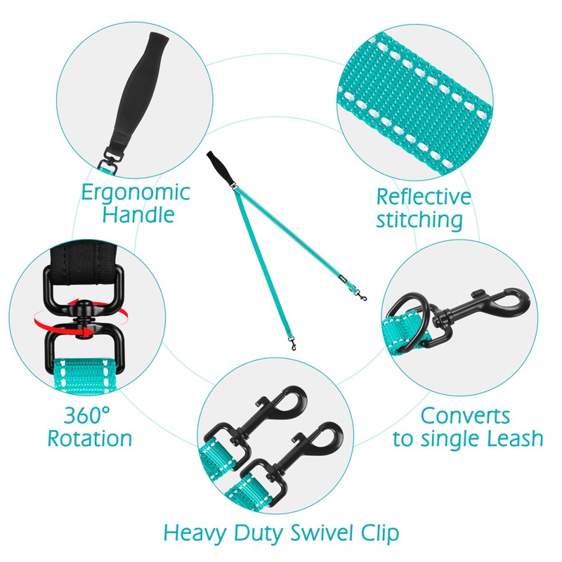 PetBonus Two Point Control Dog Leash, Works with No Pull