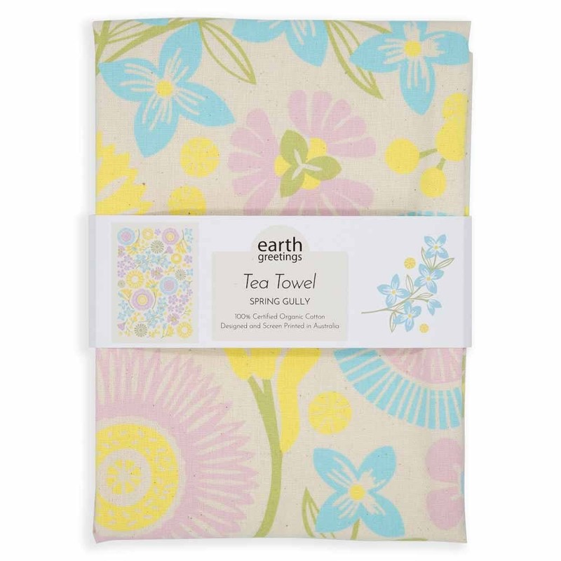 Earth Greetings Organic Cotton Tea Towel - Spring Gully