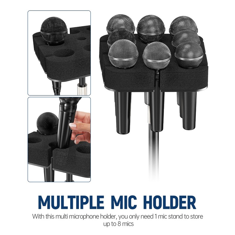 Multi Microphone Holder for Mic Stand holds up to 8