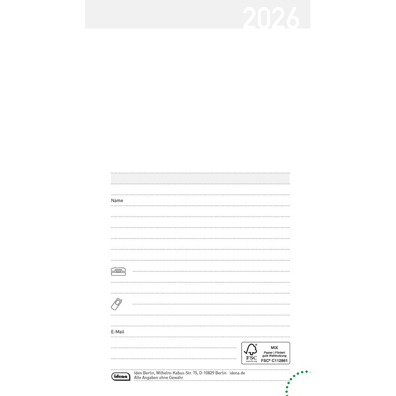 Idena 12043 Pocket Diary 2026, Ladytimer in Format 8.7 x