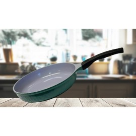 11" Ceramic Coating Interior and Exterior Cooking Frying Pan, Made In Korea