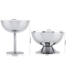 Raguso Stainless Steel Ice Cream Sundae Sorbet Vanilla Pudding Serving Dessert Bowls for Salad Fruit Pudding (Short)