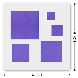 MAGJUCHE Squares Stencil 6 Inches, Reusable Big Small Square Stencil for Wall Painting DIY Crafts Decor