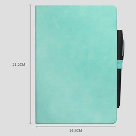 Camwood Notebooks For School,260 Pages A5 Hardcover Leather Journals for Work, Travel, Writing, Note Taking, Diary Notepad College Ruled Journaling 5.7"×8.3"(Turquoise)