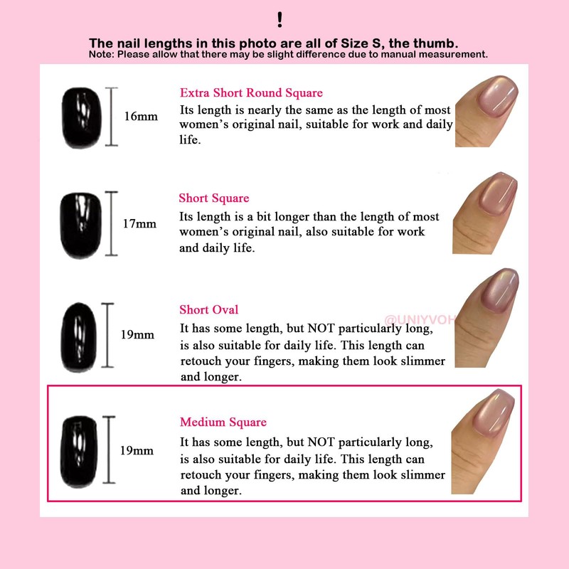Medium Square Press on Nails Cat Eye Handmade False Nails