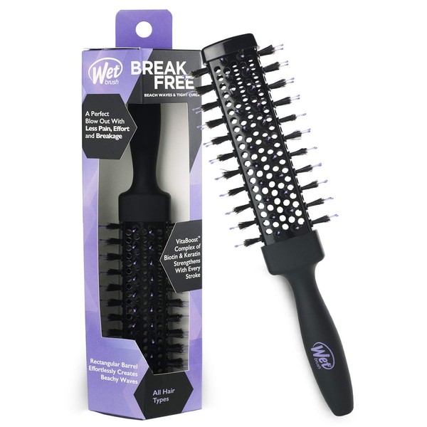 Wet Brush Beach Waves Round Brush - For All Hair Types - Loose Curls & Beachy Waves - A Perfect Blow Out with Less Pain, Effort and Breakage Square Barrel, 2" Barrel