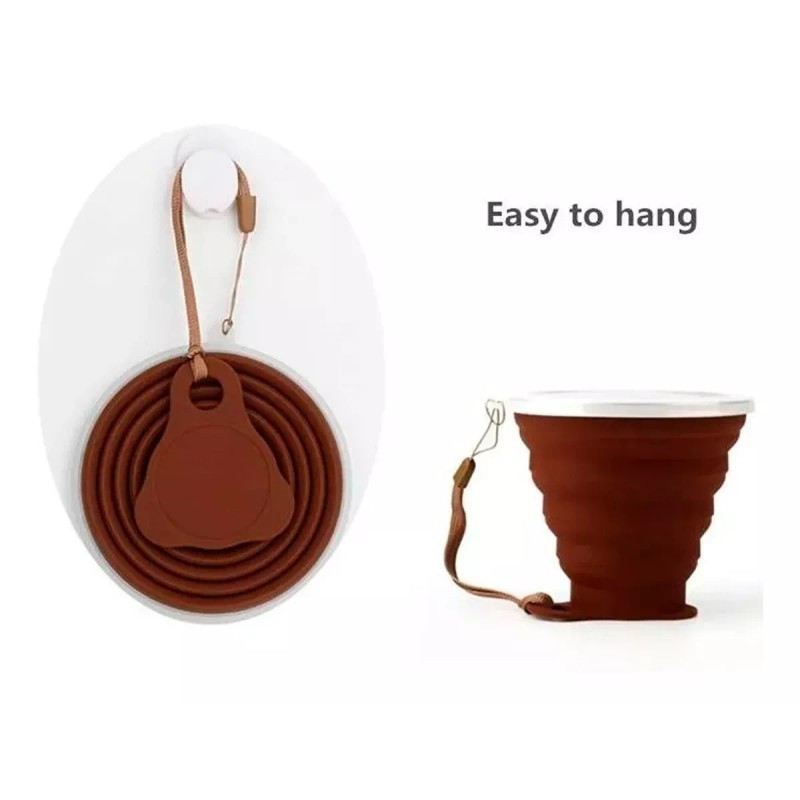 Veraly Vaso De Silicona Plegable Con Tapa Y Correa Portátil