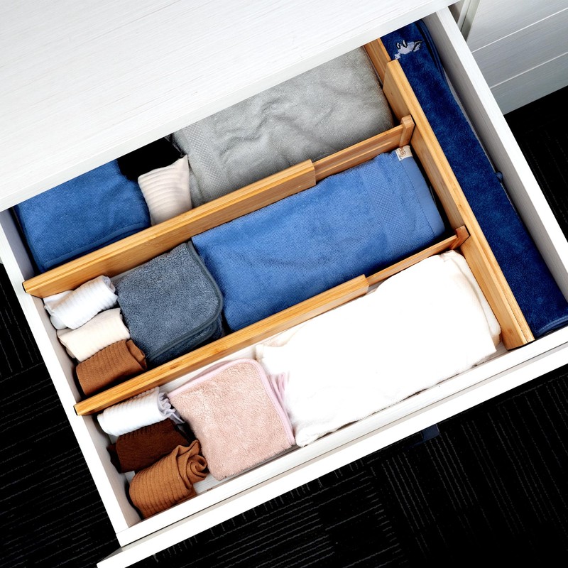 Utoplike Bamboo Drawer Dividers Large, 4'' High Adjustable Kitchen Drawer