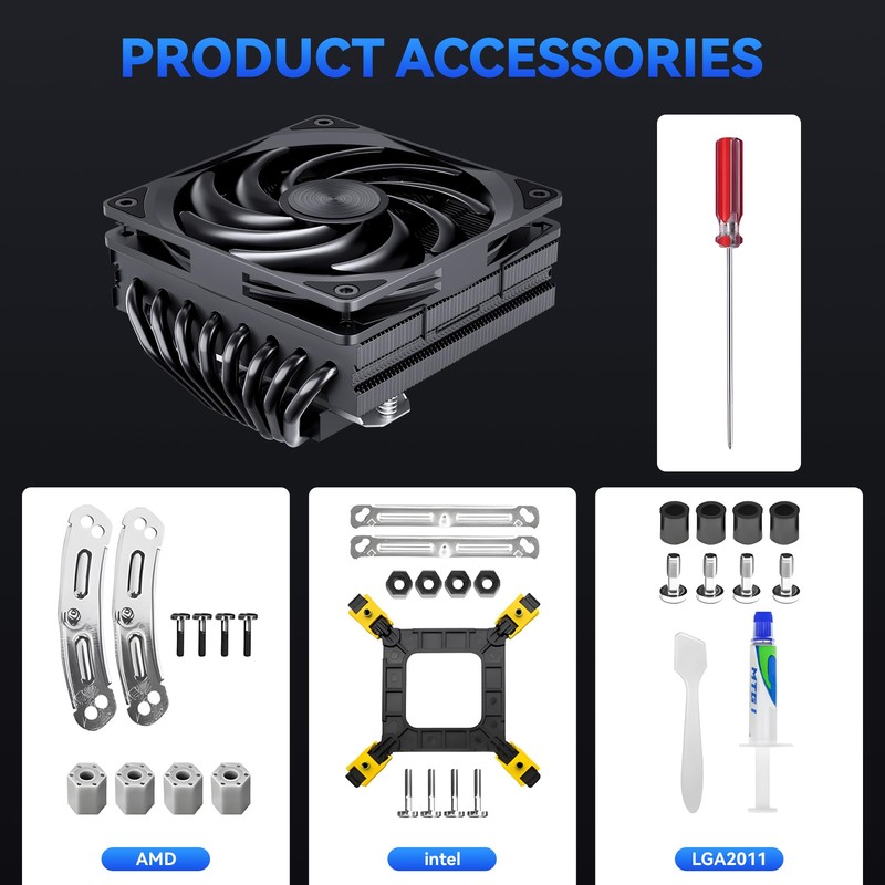 Low Profile CPU Cooler:75mm Height CPU Air Cooler 8 Heatpipes