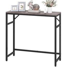 Livofloral Narrow Console Table, 29.5" Small Entryway Table, Sofa Table with 2 Support Bar, Industrial Couch Table, Thin Side Table, Display Table for Living Room, Hallway, Bedroom, Foyer, Grey
