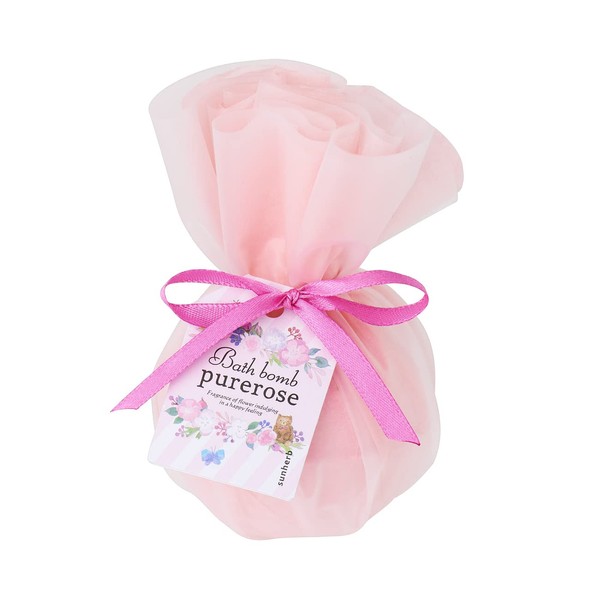 Sun Herb Bath Bomb, Pure Rose, 5.3 oz (150 g) (Enchanted Happy Feeling, Pure Rose Scent, Petit Plaque, Gift, Petit Gift)