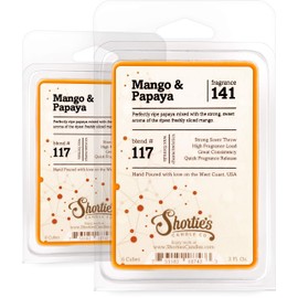 Shortie's Candle Company Mango & Papaya Wax Melts Multi Pack - Formula 117-2 Highly Scented 3 Oz. Bars (6 Oz. Total) - Made with Natural Oils - Fruit & Berry Air Freshener Cubes Collection