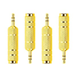 Jagowa 4PCS Headphone Adapter 6.35mm to 3.5mm Gold Aux Jack Adapter Headphone Converter Audio Plug 6.35mm Male to 3.5mm Female