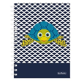 herlitz 1 x A5 Spiral Boutique Book - 100 Sheets Squared - Cute Animals Turtle