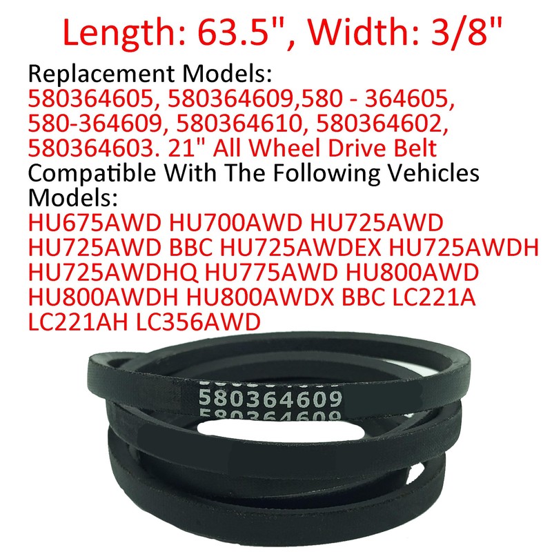 RTPOWER Replaces 580364609 580364605 Mower Belt 3/8"x 63.5" Replacement for
