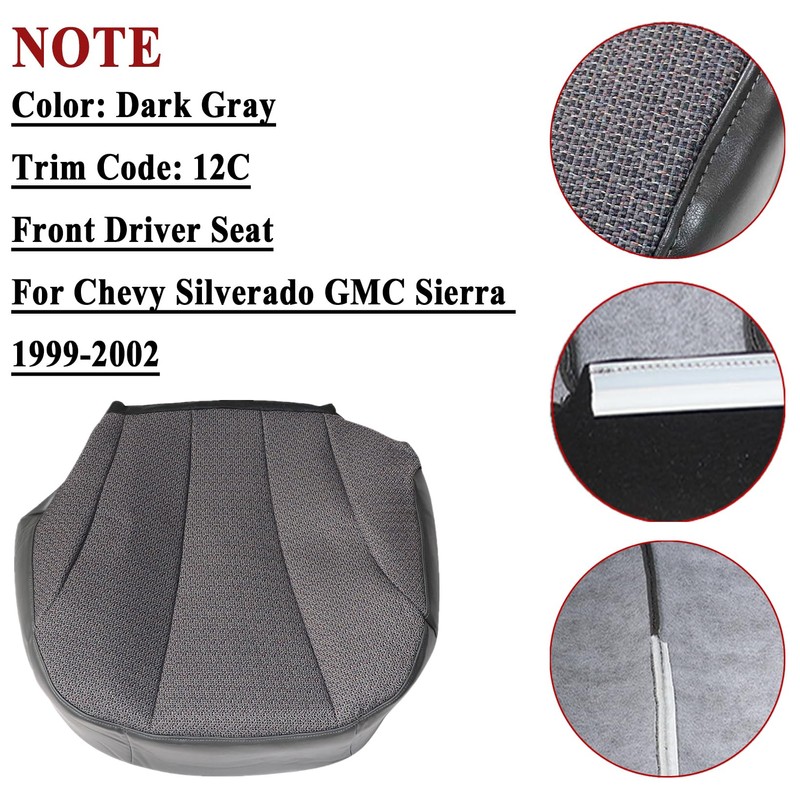 NLQR Front Driver Side Bottom Replacement Seat Cover Cloth Dark