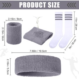 Hillban 4 Set 80s Neon Sweatbands Wristband and Socks 80s Accessories for Women Men Neon Headband Workout Outfit (Elegant Color)