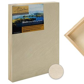 Da Vinci Pro Birch Wood Gesso Panels - Very Fine Wood Grain Warp Resistant Birch, for Mounting Linen or Can Be Universally Gesso Primed - [Single 1-5/8" Gesso Panel - 6x12"]