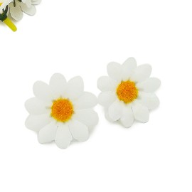 BornFeel Artificial Gerbera Flower Heads 100 Pieces Daisy Sunflowers Flower Heads for DIY Wedding Party Craft Table Scatter Decoration (White)