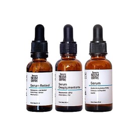 Kit Rutina Facial Diaria de 3 Serums, Niacinamida, Retinol y Acido Hialuronico  Frascos de 30 ml cu  bienestar NEEM ERFRE                             