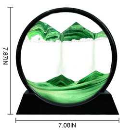 Muyan Moving Sand Art Picture Sandscapes in Motion Round Glass 3D Deep Sea Sand Art for Adult Kid Large Desktop Art Toys (7 Inch, Green)