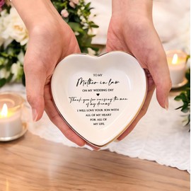 HatafaFurni Ceramic Ring Dish for Mother In Law Gift, Heart Jewelry Dish, Wedding Gift for Mother-in-law, Mother's Day Gift, Mother of the Groom Gift, Future MIL Gift, On My Wedding Gifts
