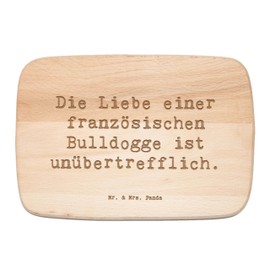 Mr. & Mrs. Panda Frühstücksbrett Spruch Französische Bulldogge Liebe - Geschenk, Treue, Schneidebrett Holz, fröhliches Wesen, Schneidebrett,