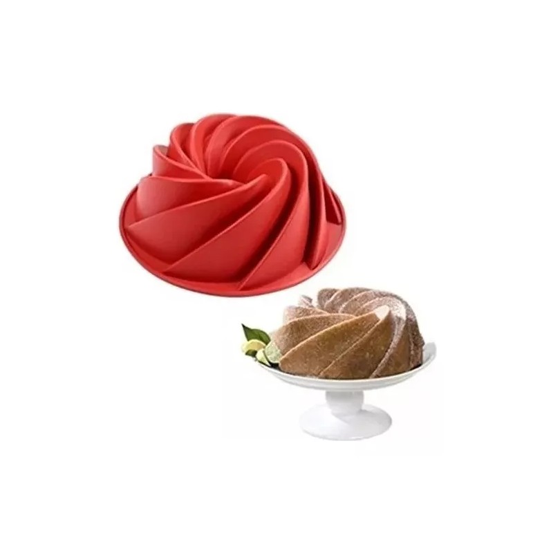 Molde Pastel Rosca Silicon Gelatina Antiadherente 24cm Color Rosa